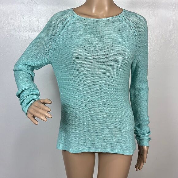 J. McLaughlin Tops - J. McLaughlin Mint Green Beaded Hi-Low Hem Knitted Tunic Top Size S